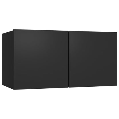 8 Piece TV Cabinet Set Black Engineered Wood