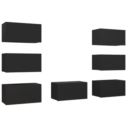 TV Cabinets 7 pcs Black 30.5x30x60 cm Engineered Wood