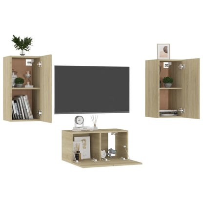 3 Piece TV Cabinet Set Sonoma Oak Engineered Wood