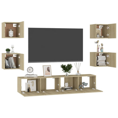 6 Piece TV Cabinet Set Sonoma Oak Engineered Wood