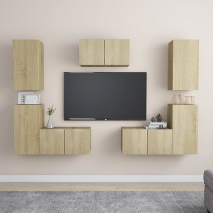 7 Piece TV Cabinet Set Sonoma Oak Engineered Wood