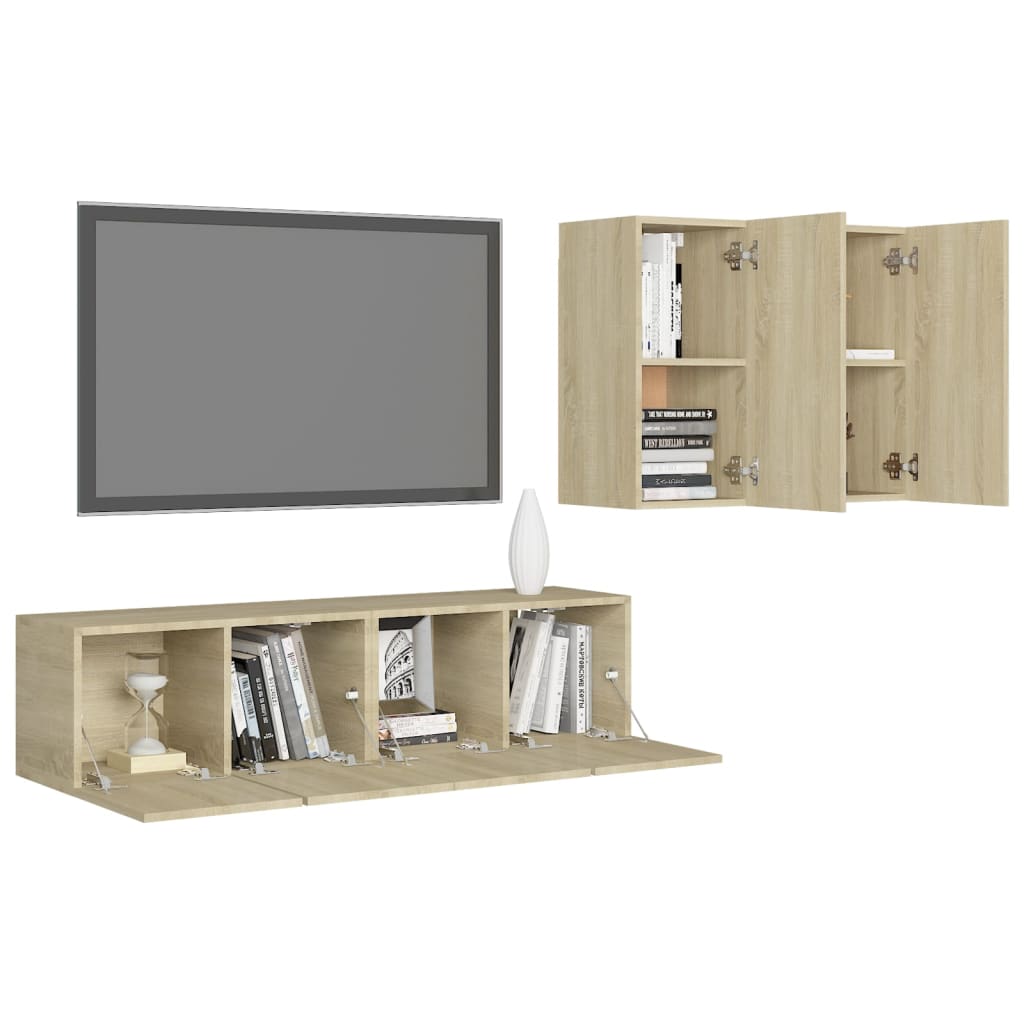 4 Piece TV Cabinet Set Sonoma Oak Engineered Wood