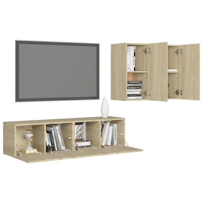 4 Piece TV Cabinet Set Sonoma Oak Engineered Wood