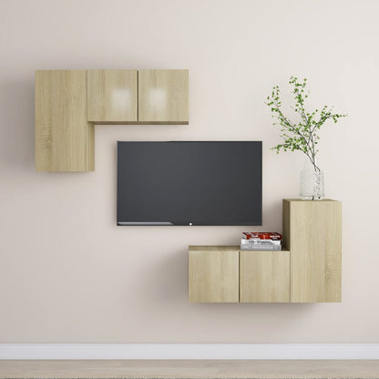 4 Piece TV Cabinet Set Sonoma Oak Engineered Wood