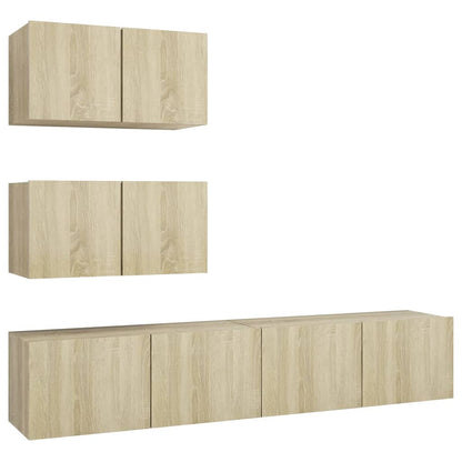 4 Piece TV Cabinet Set Sonoma Oak Engineered Wood