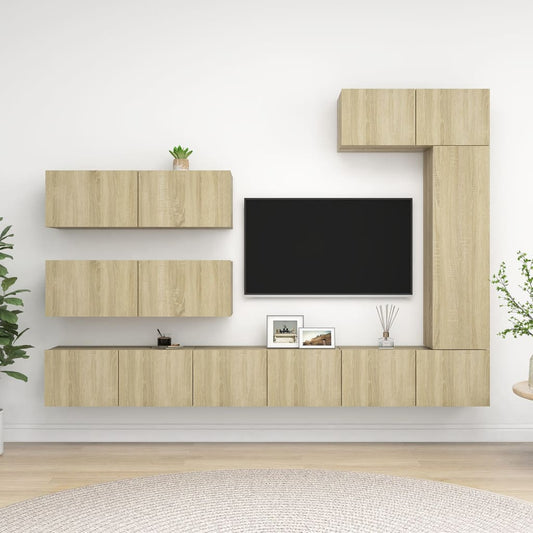 7 Piece TV Cabinet Set Sonoma Oak Engineered Wood