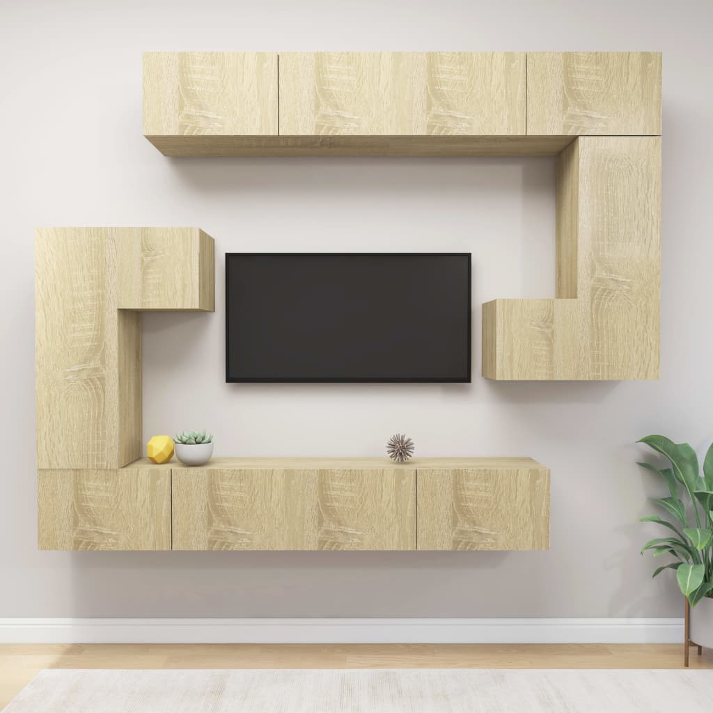 8 Piece TV Cabinet Set Sonoma Oak Engineered Wood