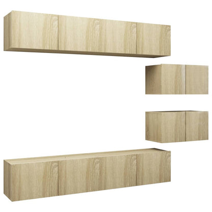 6 Piece TV Cabinet Set Sonoma Oak Engineered Wood