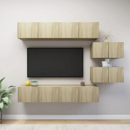 6 Piece TV Cabinet Set Sonoma Oak Engineered Wood