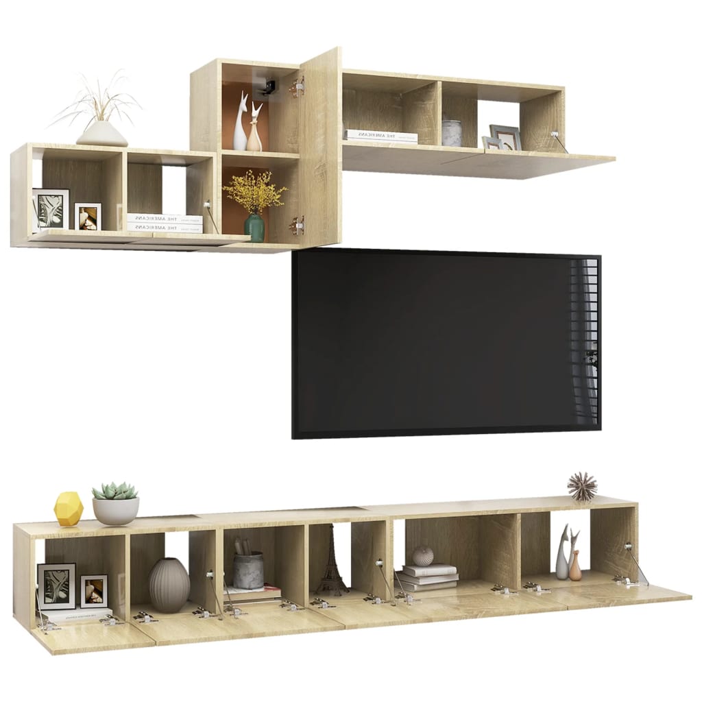 6 Piece TV Cabinet Set Sonoma Oak Engineered Wood