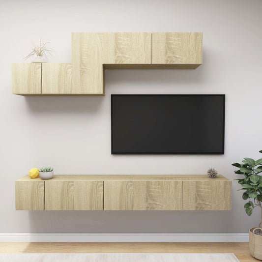 6 Piece TV Cabinet Set Sonoma Oak Engineered Wood