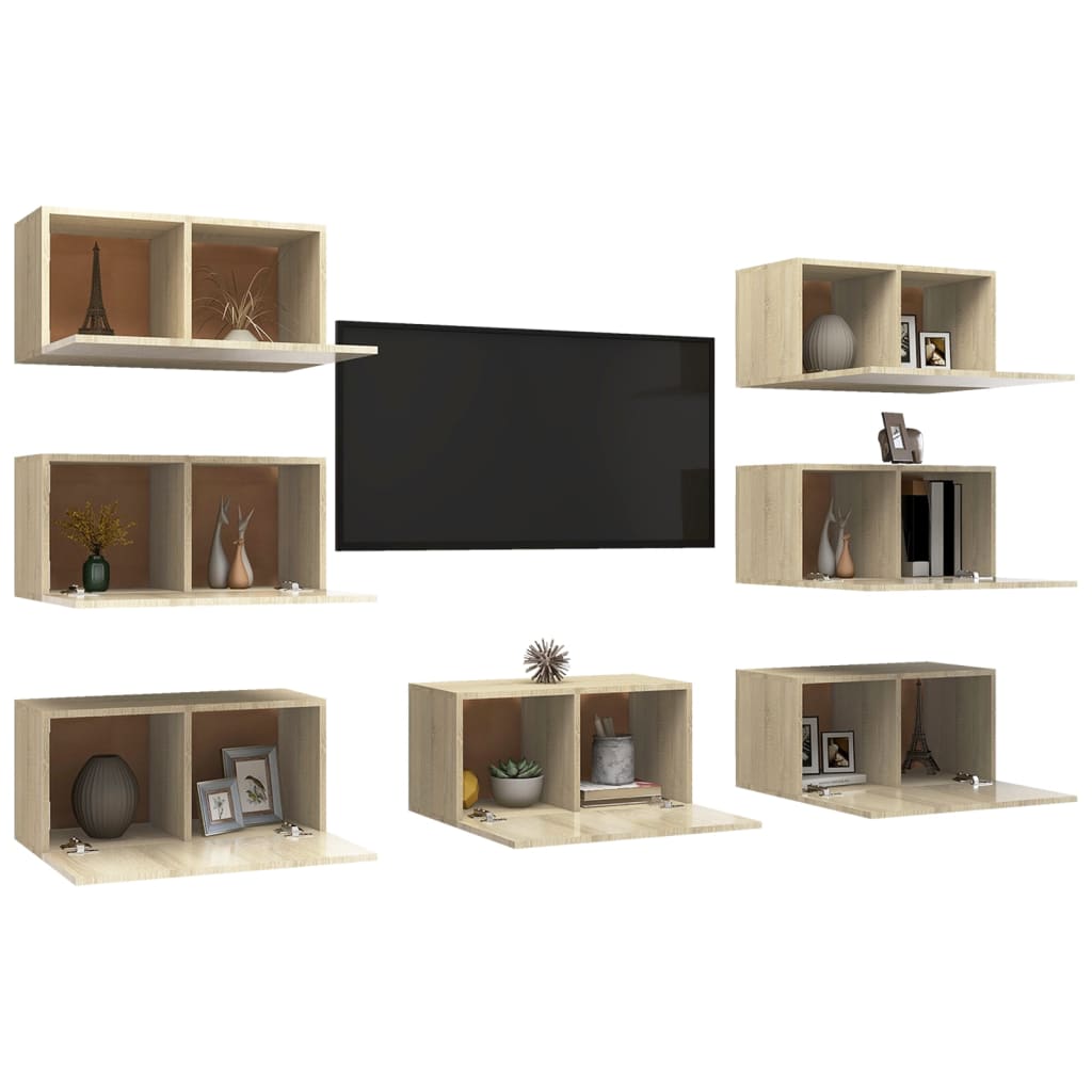 TV Cabinets 7 pcs Sonoma Oak 30.5x30x60 cm Engineered Wood