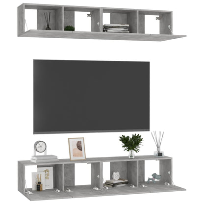 TV Cabinets 4 pcs Concrete Grey 80x30x30 cm Engineered Wood