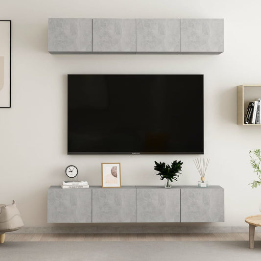 TV Cabinets 4 pcs Concrete Grey 80x30x30 cm Engineered Wood