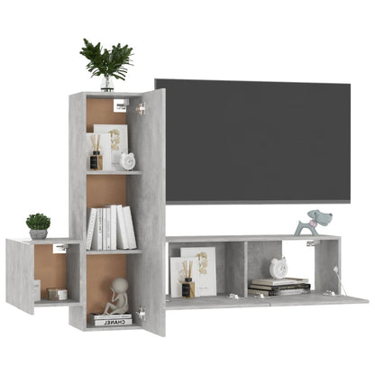 3 Piece TV Cabinet Set Concrete Grey Engineered Wood