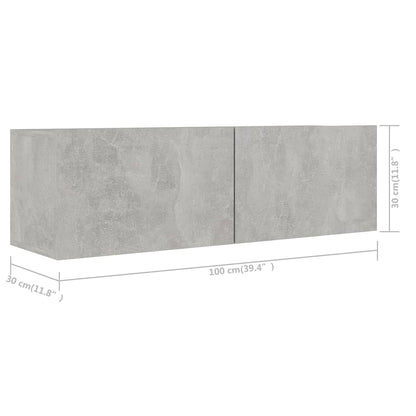 3 Piece TV Cabinet Set Concrete Grey Engineered Wood