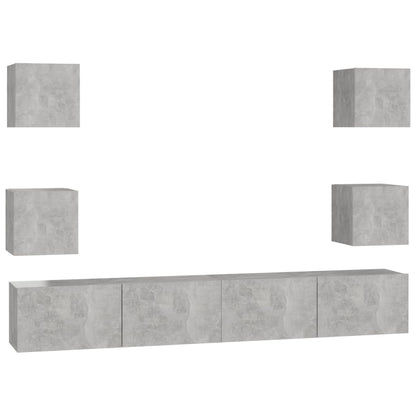 6 Piece TV Cabinet Set Concrete Grey Engineered Wood