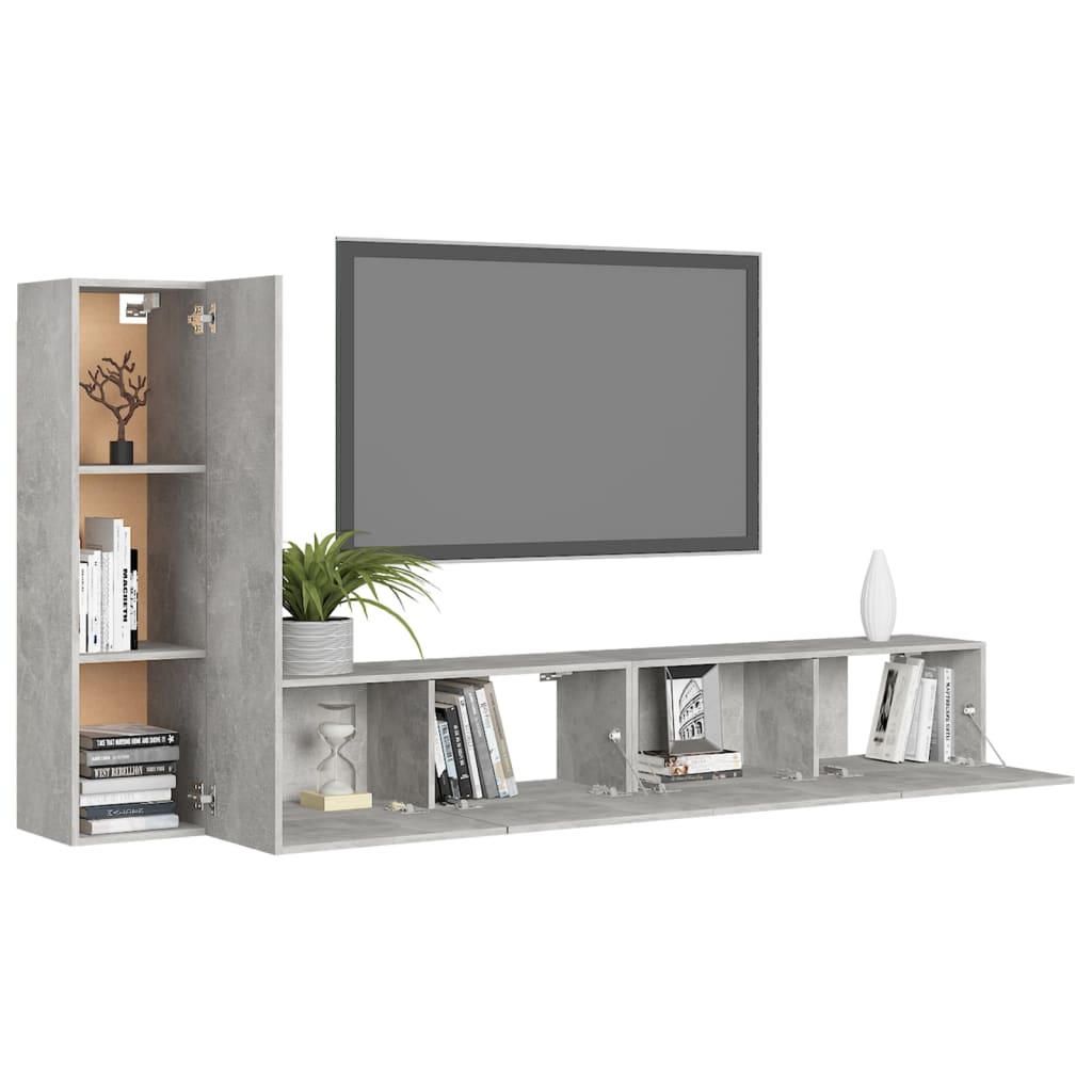 3 Piece TV Cabinet Set Concrete Grey Engineered Wood