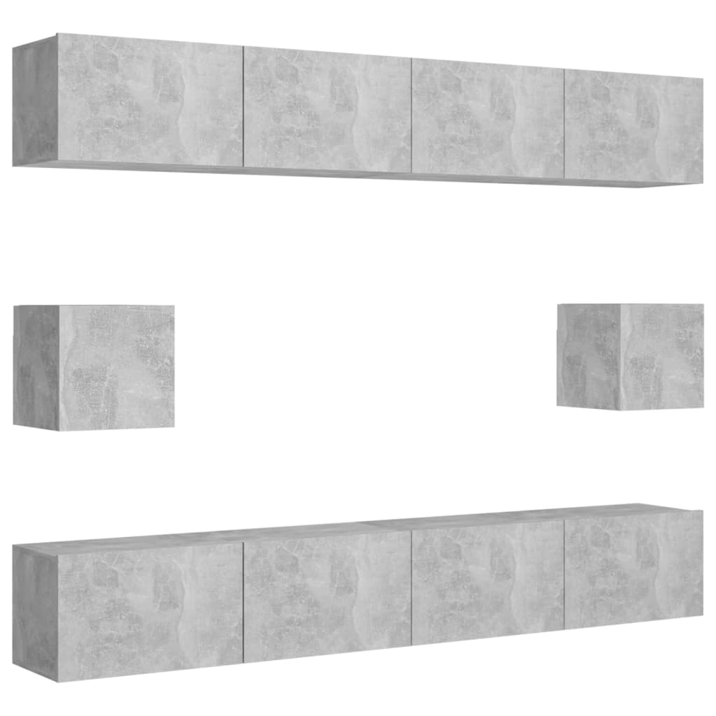 6 Piece TV Cabinet Set Concrete Grey Engineered Wood