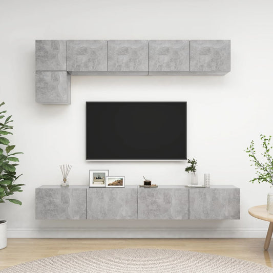 5 Piece TV Cabinet Set Concrete Grey Engineered Wood