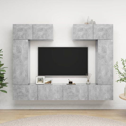 6 Piece TV Cabinet Set Concrete Grey Engineered Wood