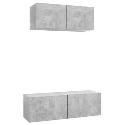 2 Piece TV Cabinet Set Concrete Grey Engineered Wood