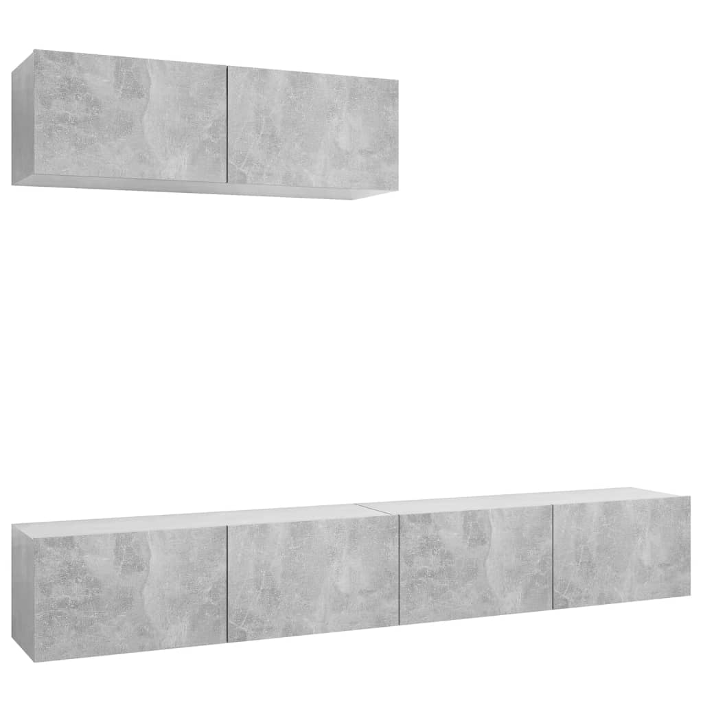 TV Cabinets 3 pcs Concrete Grey Engineered Wood