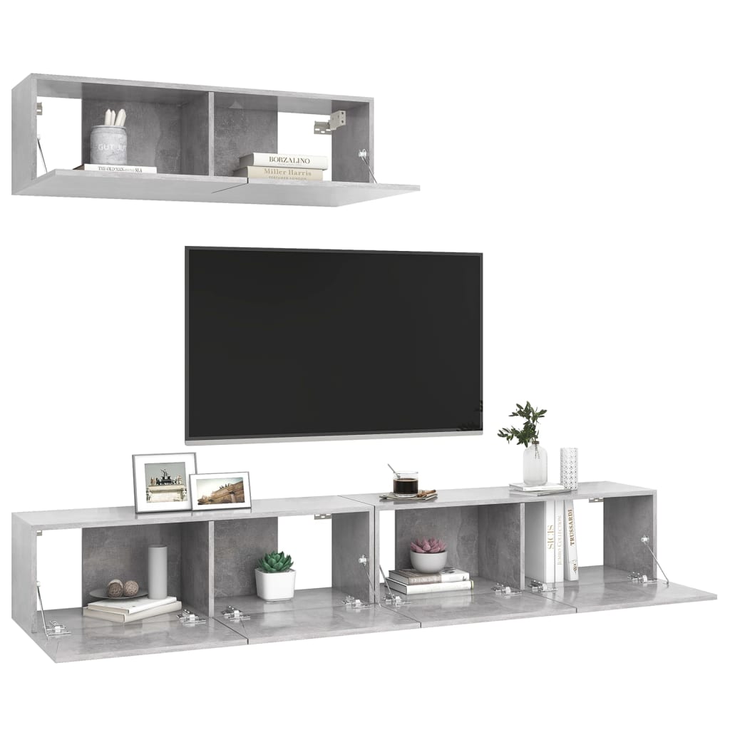 TV Cabinets 3 pcs Concrete Grey Engineered Wood