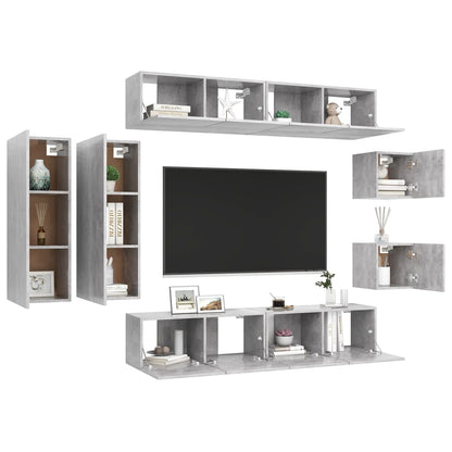 8 Piece TV Cabinet Set Concrete Grey Engineered Wood