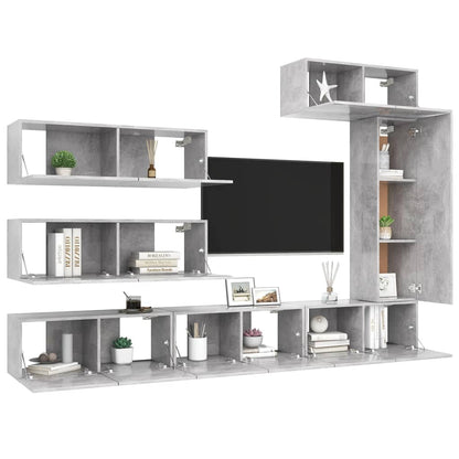 7 Piece TV Cabinet Set Concrete Grey Engineered Wood