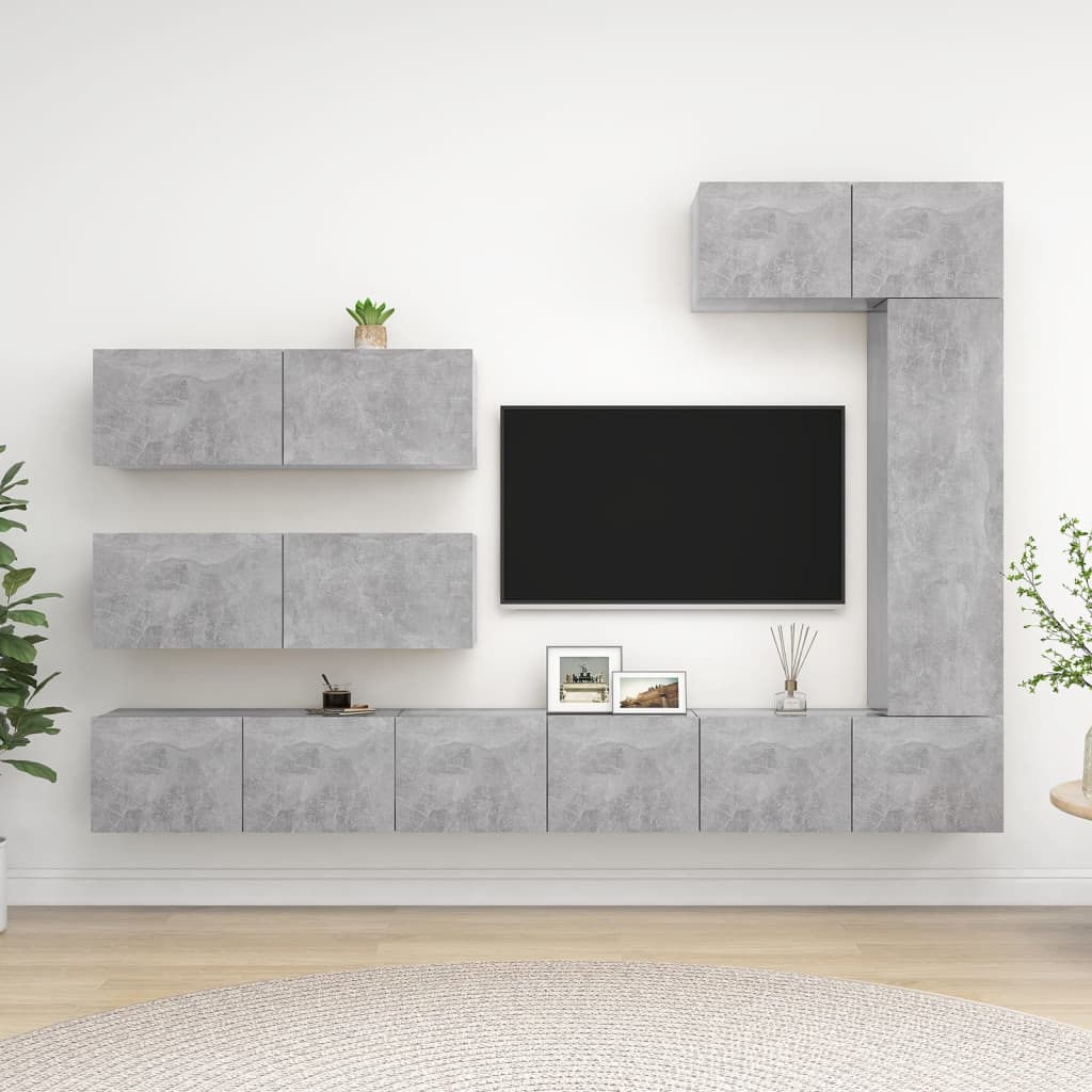 7 Piece TV Cabinet Set Concrete Grey Engineered Wood