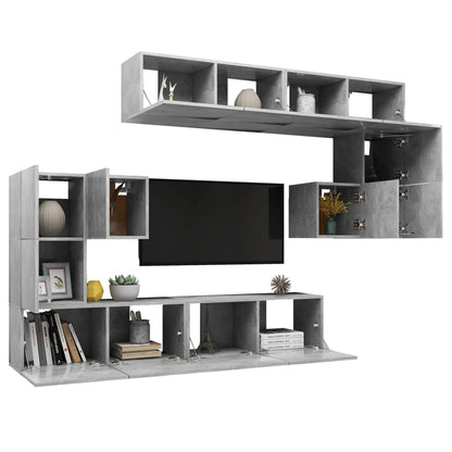 8 Piece TV Cabinet Set Concrete Grey Engineered Wood