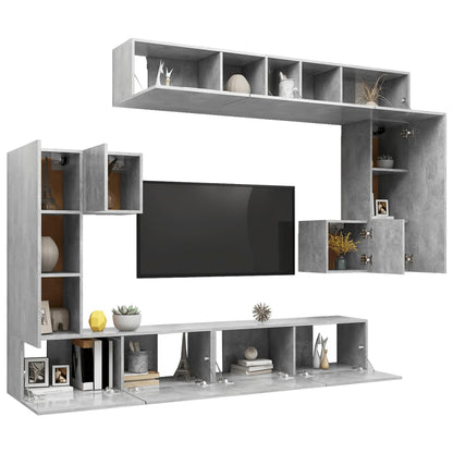 8 Piece TV Cabinet Set Concrete Grey Engineered Wood