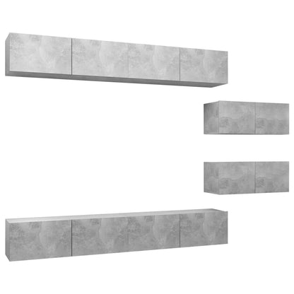 6 Piece TV Cabinet Set Concrete Grey Engineered Wood