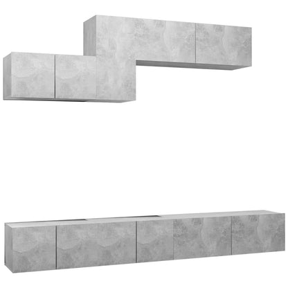 6 Piece TV Cabinet Set Concrete Grey Engineered Wood