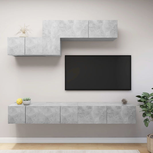 6 Piece TV Cabinet Set Concrete Grey Engineered Wood