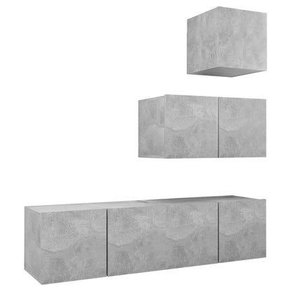 4 Piece TV Cabinet Set Concrete Grey Engineered Wood