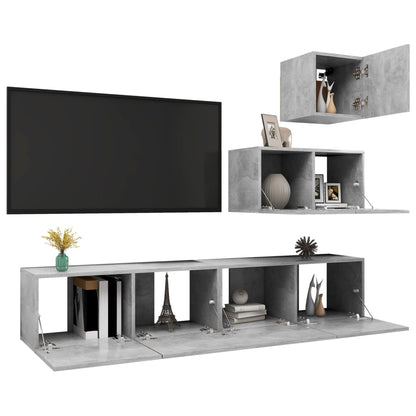 4 Piece TV Cabinet Set Concrete Grey Engineered Wood
