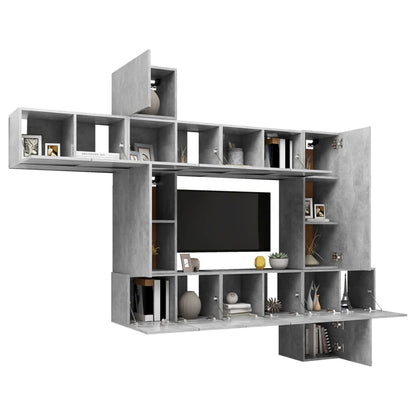 10 Piece TV Cabinet Set Concrete Grey Engineered Wood