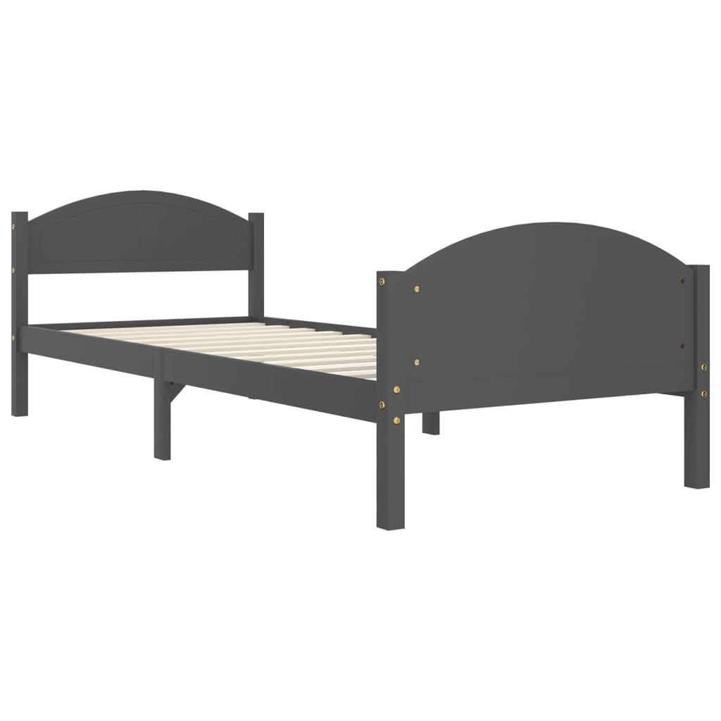 Bed Frame without Mattress Dark Grey Solid Pine Wood 100x200cm
