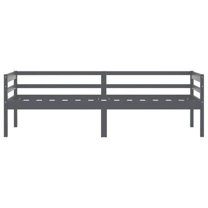Bed Frame without Mattress Dark Grey Solid Pinewood 90x200 cm