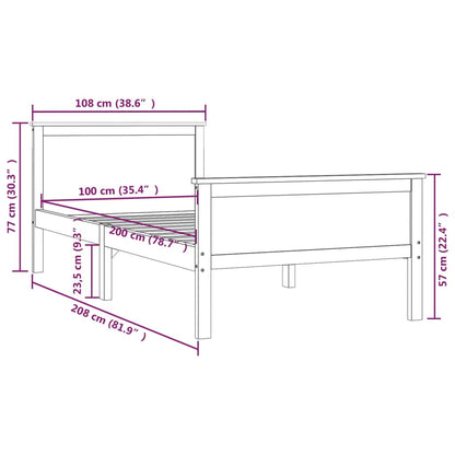 Bed Frame without Mattress Solid Wood Pine 100x200 cm