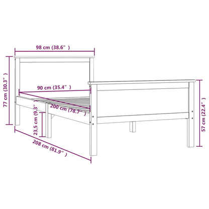 Bed Frame without Mattress Honey Brown Solid Wood Pine 90x200 cm