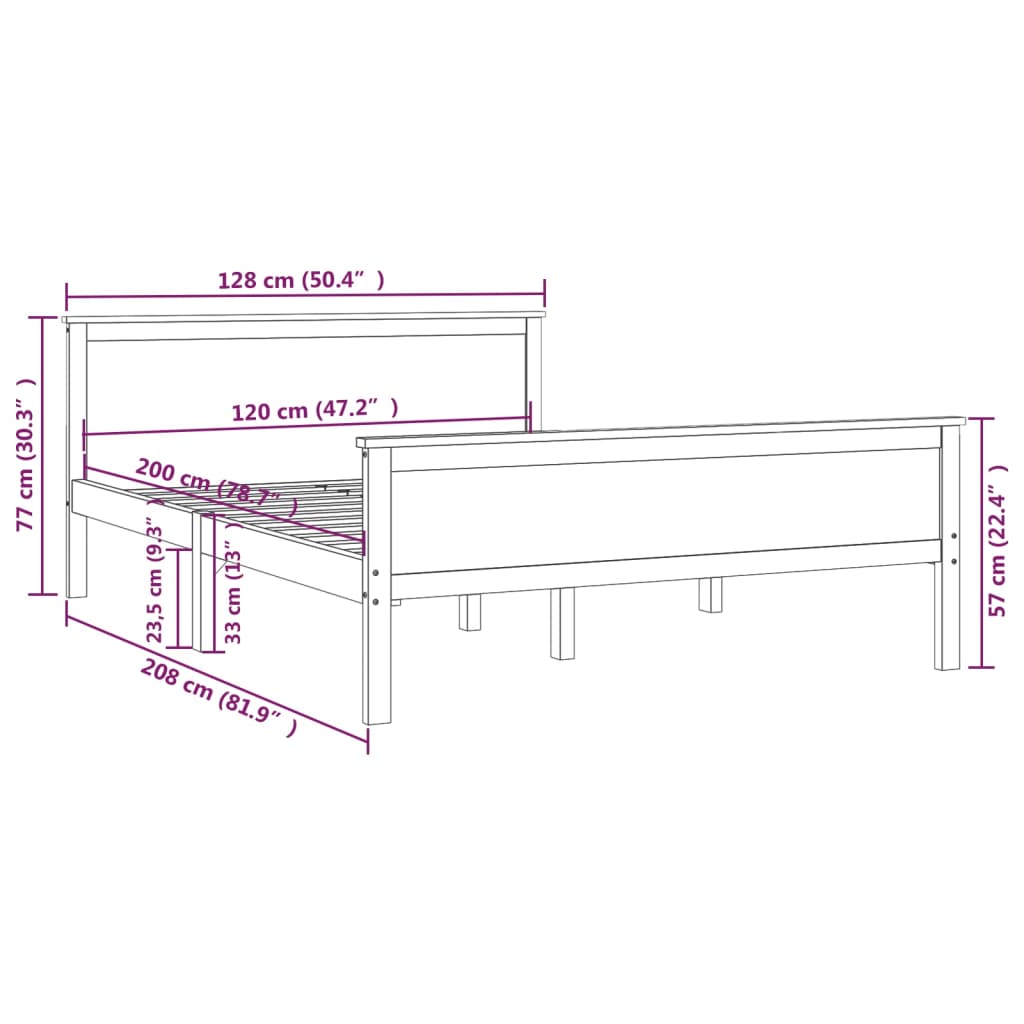 Bed Frame without Mattress Honey Brown Solid Wood Pine 120x200cm