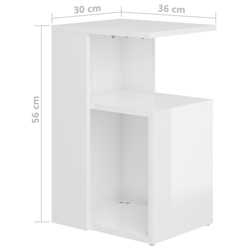 Side Table High Gloss White 36x30x56 cm Engineered Wood