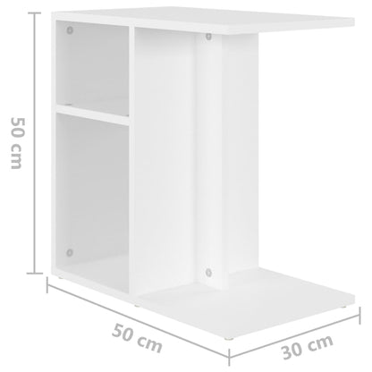 Side Table White 50x30x50 cm Engineered Wood