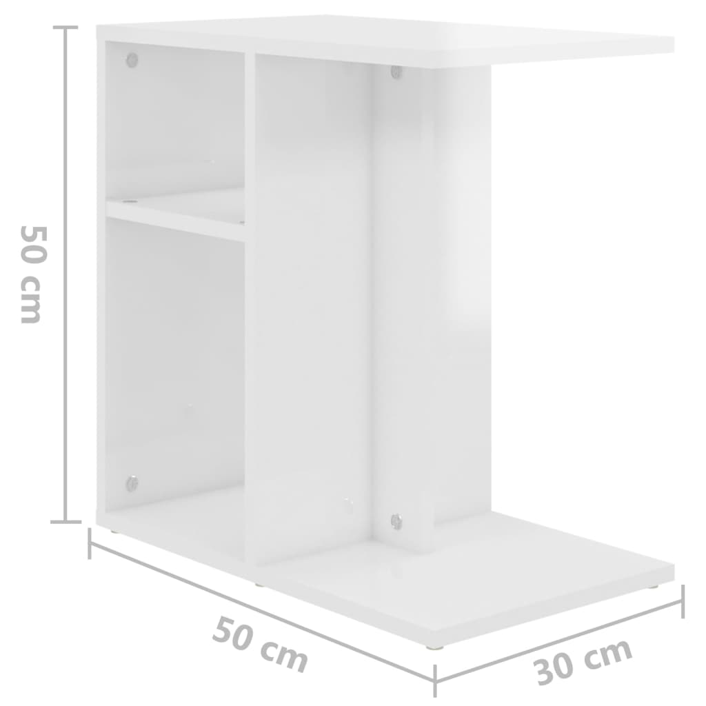 Side Table High Gloss White 50x30x50 cm Engineered Wood