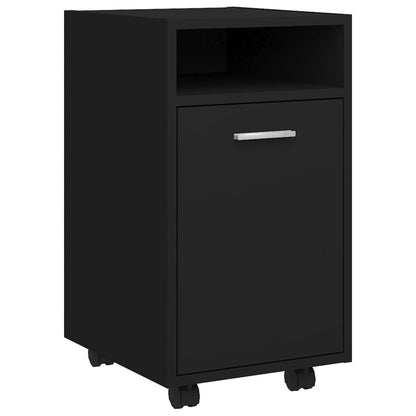 Side Cabinet with Wheels Black 33x38x60 cm Engineered Wood