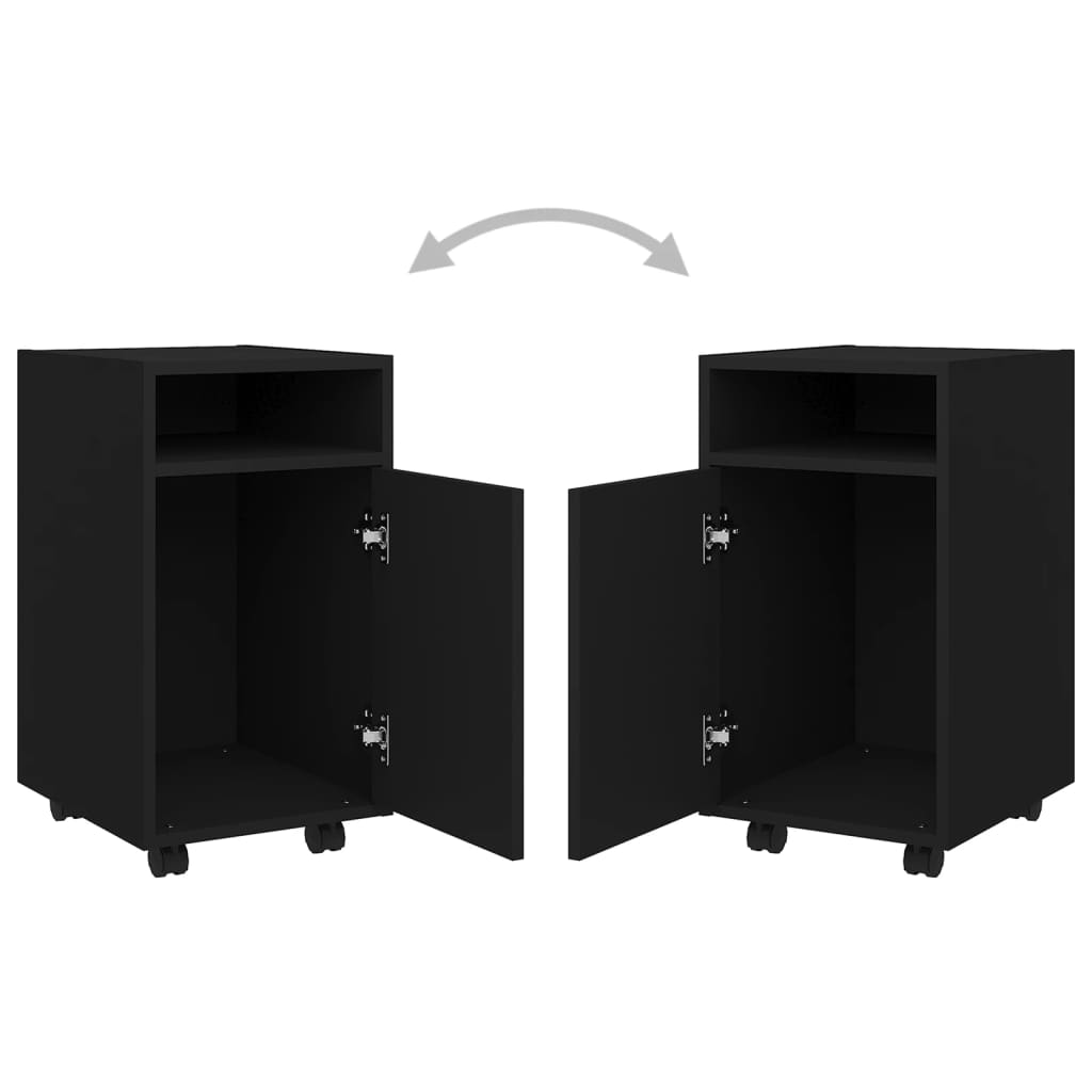 Side Cabinet with Wheels Black 33x38x60 cm Engineered Wood