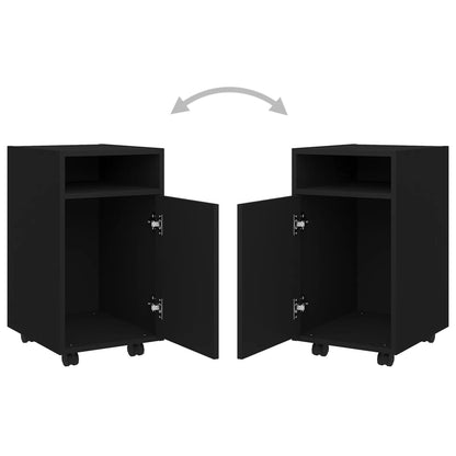 Side Cabinet with Wheels Black 33x38x60 cm Engineered Wood